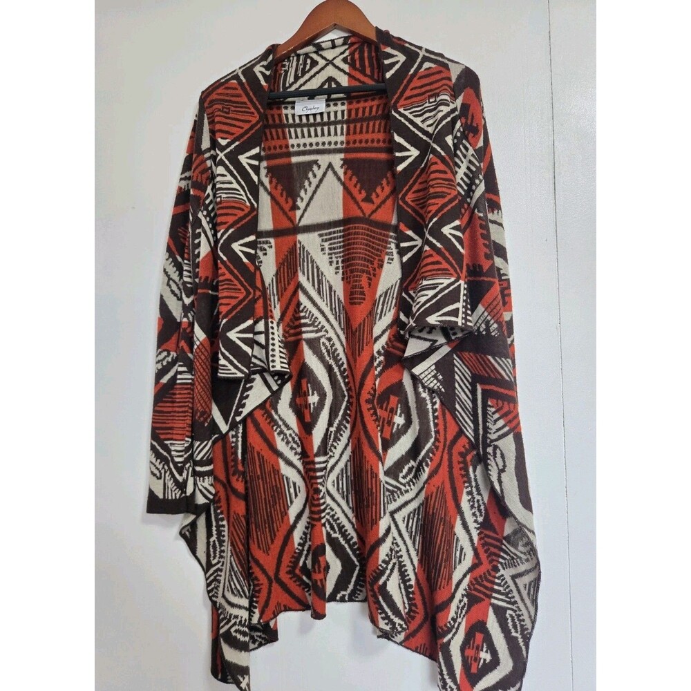 VTG Chelsey Cardigan Womens M Open Y2K Sweater Tribal Native Southwestern Ranch